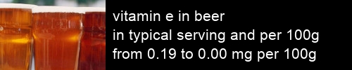 vitamin e in beer information and values per serving and 100g